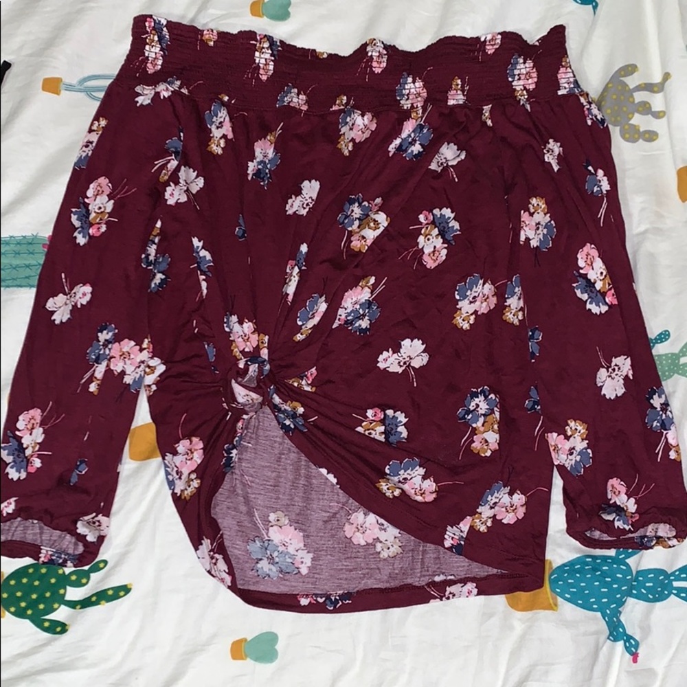 Floral Off the Shoulder 3/4 Sleeve Shirt